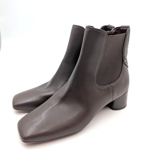 Franco Sarto Nellie Block Heel Chelsea Boots Women's Dark Brown Size US9M EU40 - Picture 1 of 11